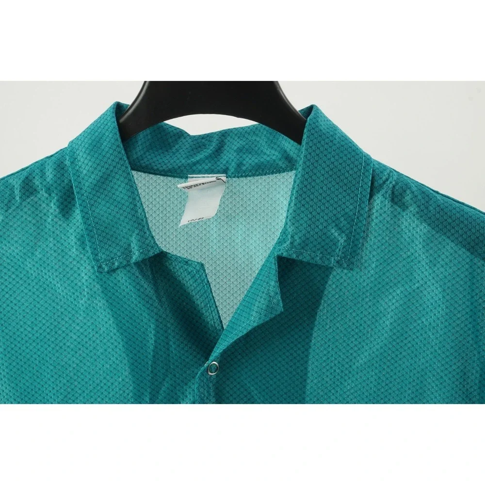 Vintage Shiny Rave & Clubbing Snap Front Shirt Jacket Mens Large Open Collar USA
